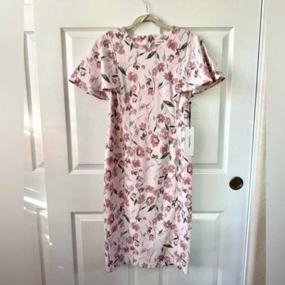 NWT Calvin Klein Blush Floral Midi Dress NWT Calvin Klein